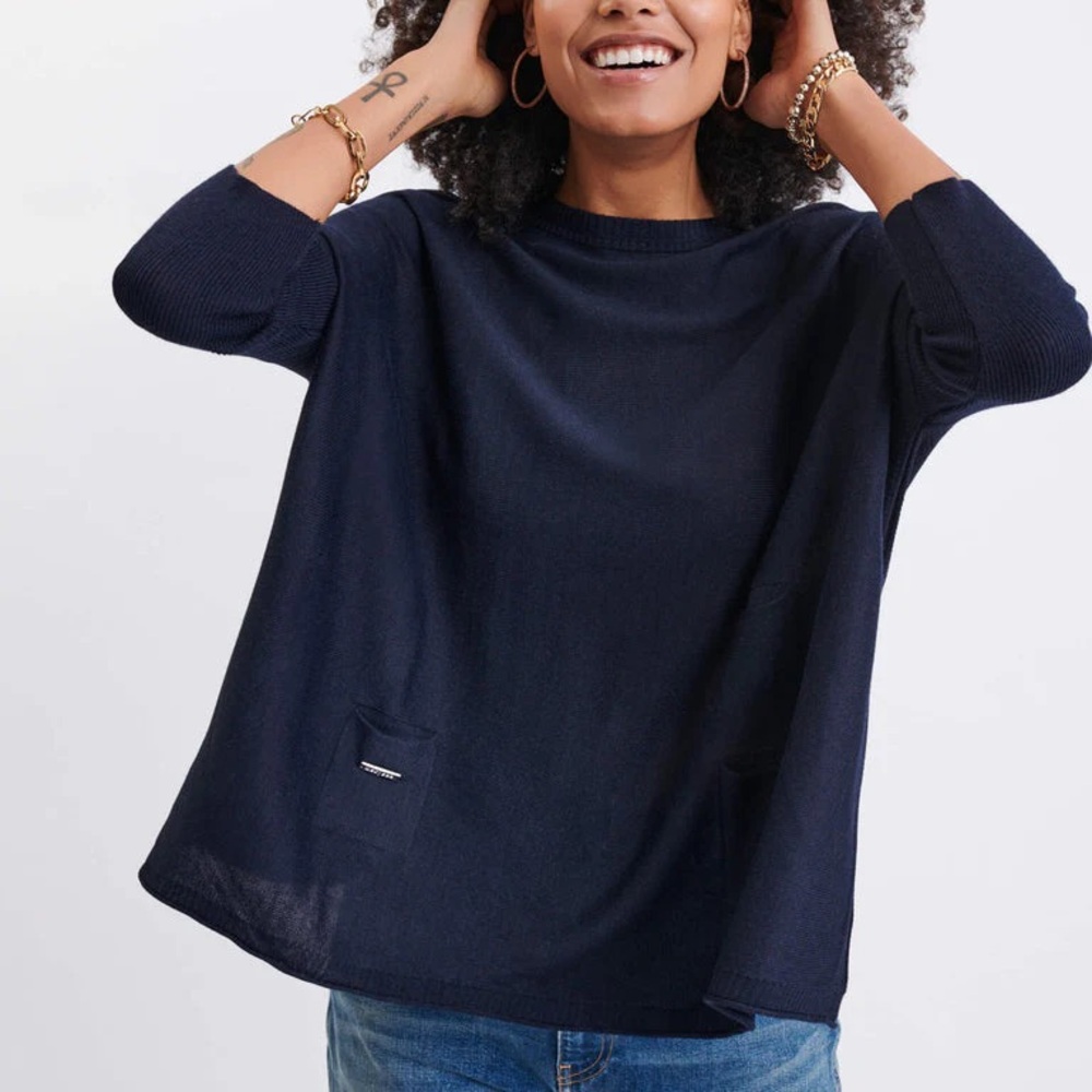 Worn Once Mer Sea Catalina Navy Traveler Sweater One Size Originally: $98